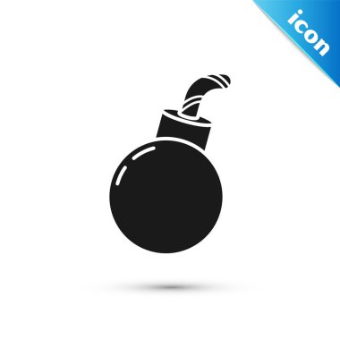 Siyah Bomba, beyaz arka planda izole edilmiş ikonu patlatmaya hazır. Mutlu Cadılar Bayramı Partisi. Vektör İllüstrasyonu