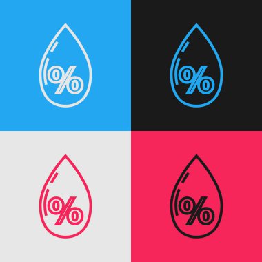 Renk çizgisi Su damlası simgesi renk arkaplanında izole edildi. Nem analizi. Klasik tarzda çizim. Vektör İllüstrasyonu