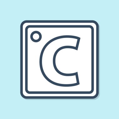 Mavi çizgi Celsius simgesi mavi arkaplanda izole edildi. Vektör İllüstrasyonu