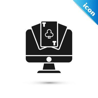 Siyah Online poker masa oyunu simgesi beyaz arka plan üzerinde izole. Online casino. Vektör İllüstrasyonu