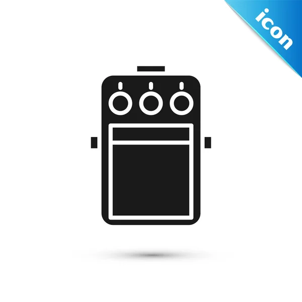 Black Guitar pedal icon isolated on white background. Musical equipment. Vector Illustration — Stock Vector