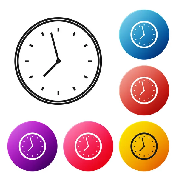 Icono Reloj Línea Negra Aislado Sobre Fondo Blanco Símbolo Tiempo — Vector de stock