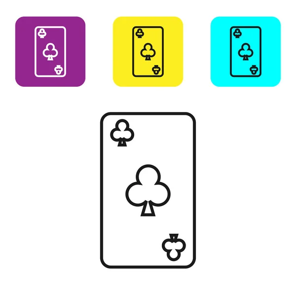 Linha Preta Playing Card Clubs Symbol Icon Isolated White Background — Vetor de Stock