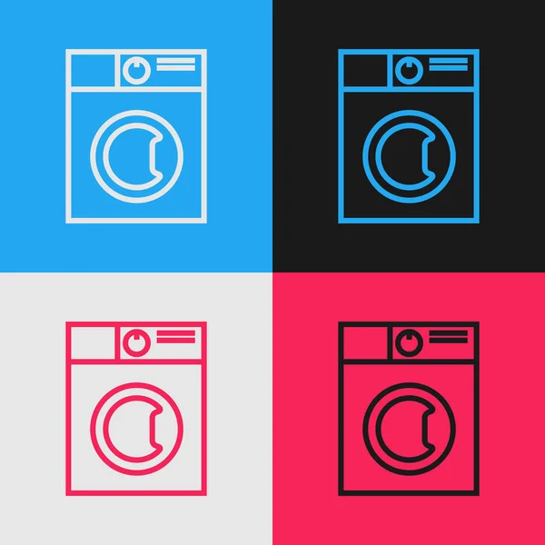 stock vector Color line Washer icon isolated on color background. Washing machine icon. Clothes washer - laundry machine. Home appliance symbol. Vintage style drawing. Vector Illustration