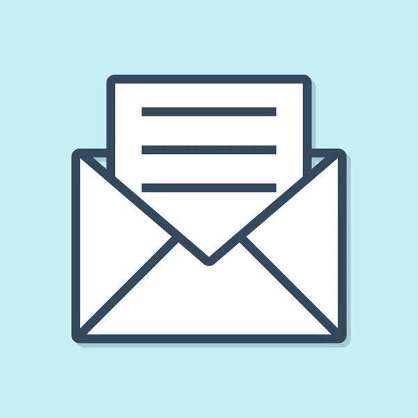 Envelope Linha Azul Com Ícone Cartão Convite Isolado Fundo Azul — Vetor de Stock
