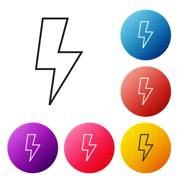 Black Line Lightning Bolt Icon Isolated White Background Flash Sign — Stock Vector