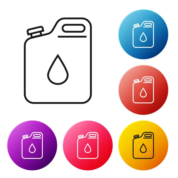 Black Line Canister Gasoline Icon Isolated White Background Diesel Gas — Stock Vector