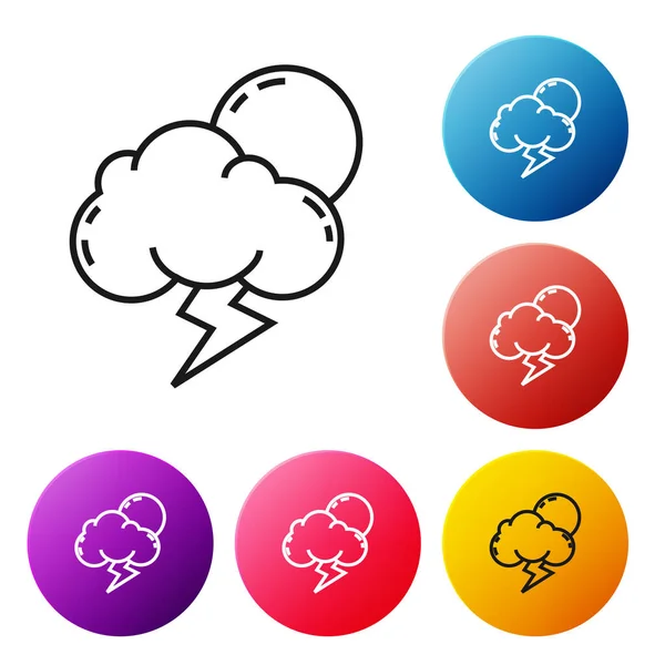 Ікона Буря Ізольована Білому Тлі Хмара Блискавками Сонцем Повітряна Ікона — стоковий вектор