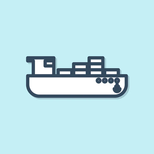 Ligne Bleue Cargo Navire Avec Boîtes Icône Service Livraison Isolé — Image vectorielle