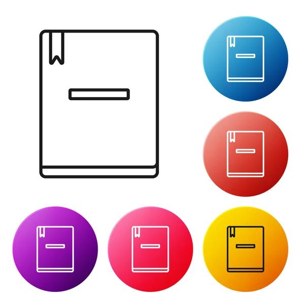 Ícone Caderno Linha Preta Isolado Fundo Branco Ícone Bloco Notas — Vetor de Stock