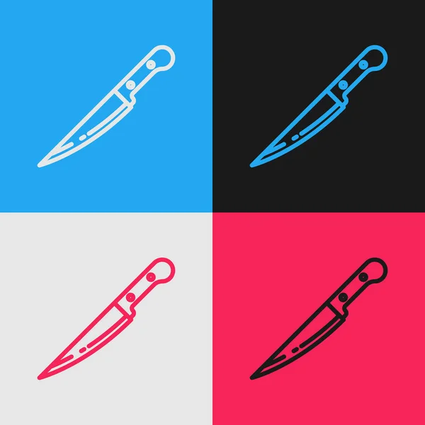 Kolorowa Linia Ikona Noża Wyizolowana Kolorowym Tle Symbol Sztućców Styl — Wektor stockowy