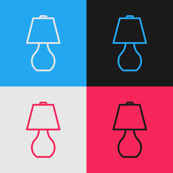 Color line Table lamp icon isolated on color background. Vintage style drawing. Vector Illustration