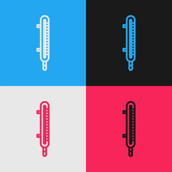 Línea Color Termómetro Meteorología Icono Medición Aislado Sobre Fondo Color — Vector de stock