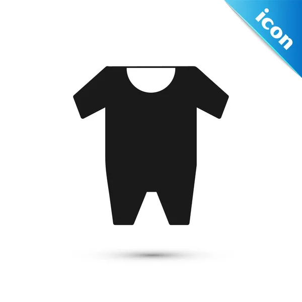 Zwarte baby kleding pictogram geïsoleerd op witte achtergrond. Baby kleding voor baby meisje en jongen. Baby Romper. Vector illustratie — Stockvector