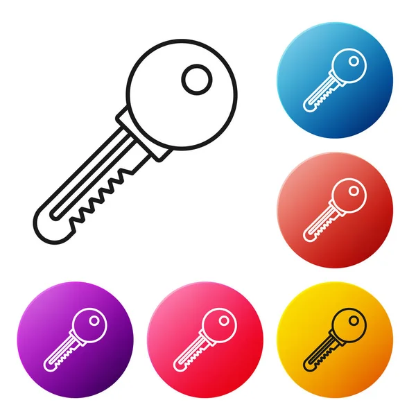 Black Line Key Icon Isolated White Background Set Icons Colorful — Stock Vector
