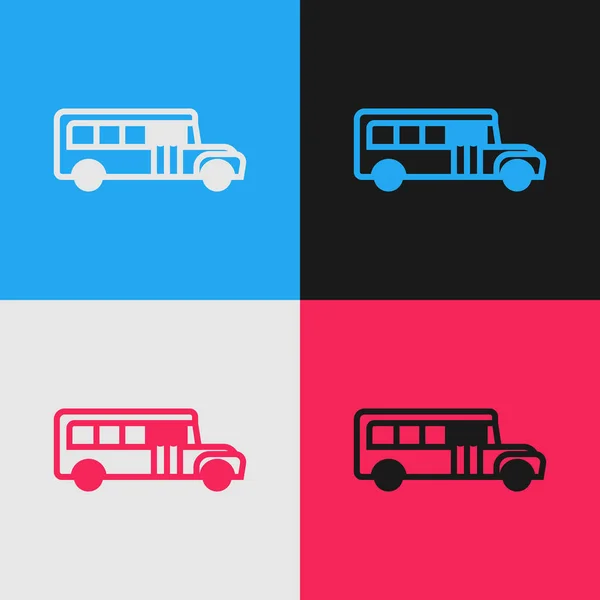 Farblinie Schulbus Symbol Isoliert Auf Farbigem Hintergrund Symbol Für Den — Stockvektor
