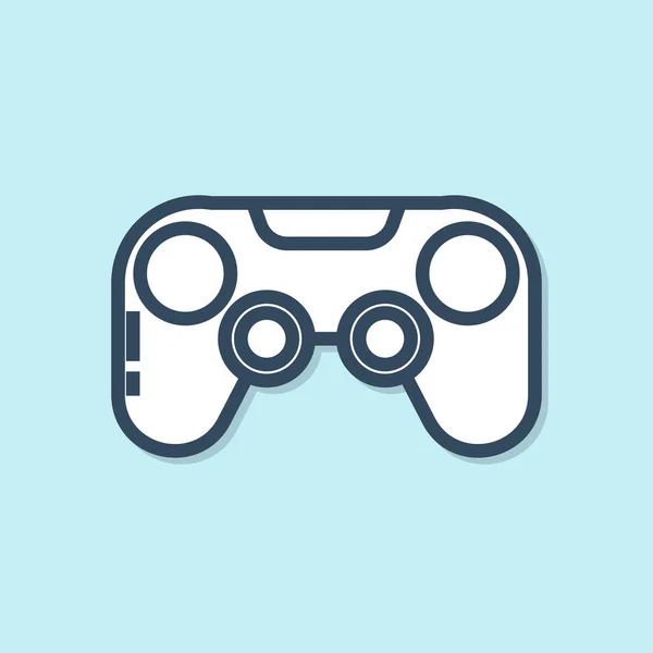 Blauwe Lijn Gamepad Pictogram Geïsoleerd Blauwe Achtergrond Spelregelaar Vector Illustratie — Stockvector