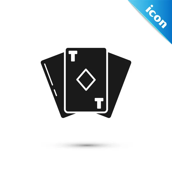 Carta da gioco nera con simbolo di diamanti isolato su sfondo bianco. Gioco d'azzardo. Illustrazione vettoriale — Vettoriale Stock