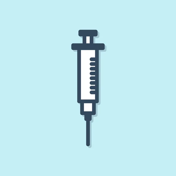 Blauwe Lijn Spuit Pictogram Geïsoleerd Blauwe Achtergrond Spuit Voor Vaccin — Stockvector