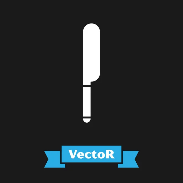 Icono del cuchillo blanco aislado sobre fondo negro. Símbolo de cubertería. Ilustración vectorial — Archivo Imágenes Vectoriales