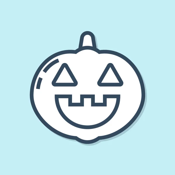 Blå Linje Pumpa Ikon Isolerad Blå Bakgrund Glad Halloweenfest Vektor — Stock vektor