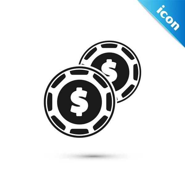 Black Casino chip con símbolo de dólar icono aislado sobre fondo blanco. Juego de casino. Ilustración vectorial — Archivo Imágenes Vectoriales