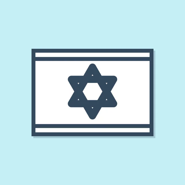 Ligne Bleue Drapeau Israël Icône Isolée Sur Fond Bleu Symbole — Image vectorielle