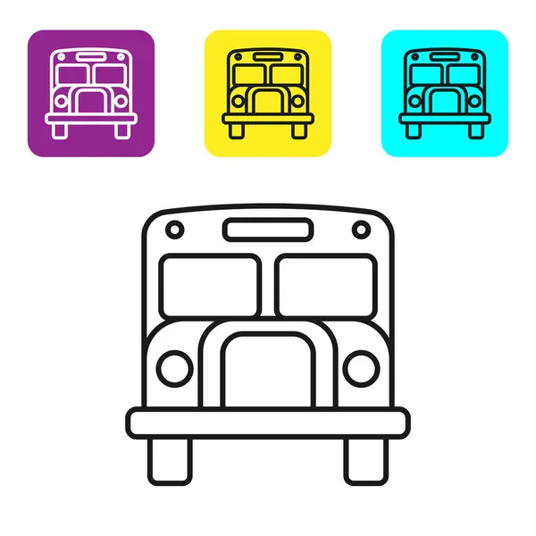 Černá Čára Školní Autobus Ikona Izolované Bílém Pozadí Symbol Veřejné — Stockový vektor