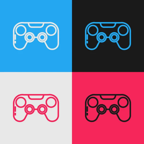 Renk Çizgisi Gamepad Simgesi Renk Arkaplanında Izole Edildi Oyun Kontrolörü — Stok Vektör