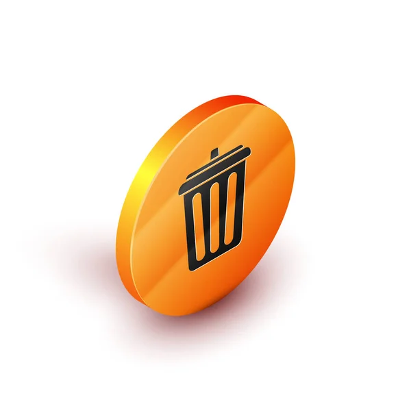 Isometric Trash Can Icon Isolated White Background Garbage Bin Sign — Stock Vector