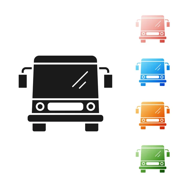Czarny Autobus Ikona Izolowana Białym Tle Koncepcja Transportu Wycieczka Autobusowa — Wektor stockowy