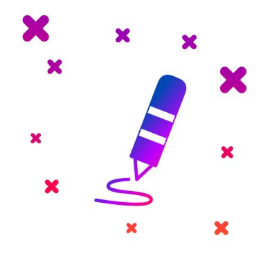 Beyaz arkaplana izole edilmiş simge çizmek için renkli mum boya kalemi. Kademeli rastgele dinamik şekiller. Vektör İllüstrasyonu