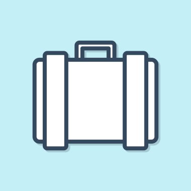 Mavi çizgili askeri mühimmat kutusu ve mavi arka planda izole edilmiş mermi ikonu. Vektör İllüstrasyonu