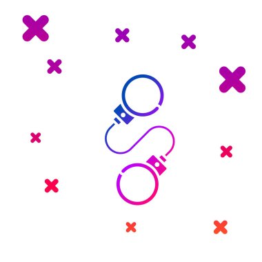 Beyaz arkaplanda renkli kelepçe simgesi izole edildi. Kademeli rastgele dinamik şekiller. Vektör İllüstrasyonu