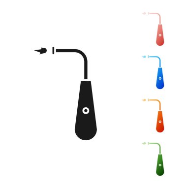 Siyah uzun elektrik çakmak simgesi beyaz arkaplanda izole edildi. Simgeleri renklendirin. Vektör İllüstrasyonu