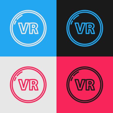 Renk çizgisi Sanal gerçeklik simgesi renk arkaplanında izole edildi. Klasik tarzda çizim. Vektör İllüstrasyonu