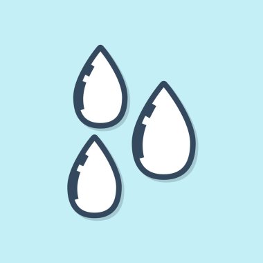 Mavi çizgi Su bırakma simgesi mavi arkaplanda izole edildi. Vektör İllüstrasyonu