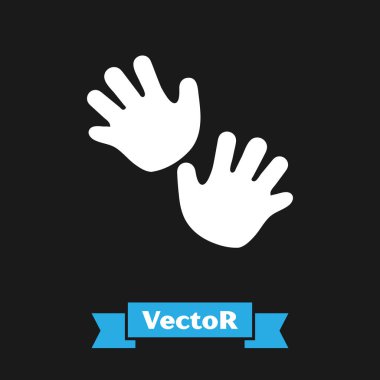 Beyaz Bebek Elleri simgesi siyah arkaplanda izole edilmiş. Vektör İllüstrasyonu