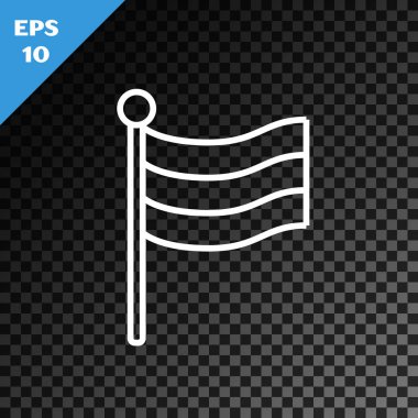 Beyaz çizgi Ulusal Almanya bayrağı simgesi şeffaf koyu arkaplanda izole edildi. Vektör İllüstrasyonu