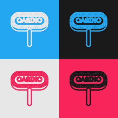 Color line Casino signboard icon isolated on color background. Vintage style drawing. Vector Illustration vector stock vector
