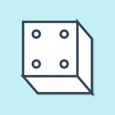 Mavi çizgi Oyun zar simgesi mavi arkaplanda izole edildi. Kumarhane kumarı. Vektör İllüstrasyonu