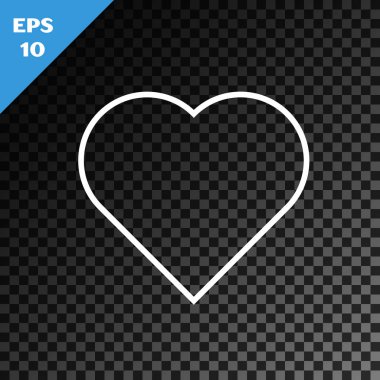 Şeffaf koyu arkaplanda kalp sembolü simgesi olan beyaz çizgi Oynama kartı. Kumarhane kumarı. Vektör İllüstrasyonu