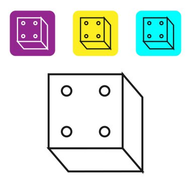 Black line Game dice icon isolated on white background. Casino gambling. Set icons colorful square buttons. Vector Illustration