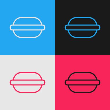 Renkli makarna kurabiye simgesi renk arkaplanında izole edildi. Makarna tatlı fırın. Klasik tarzda çizim. Vektör İllüstrasyonu