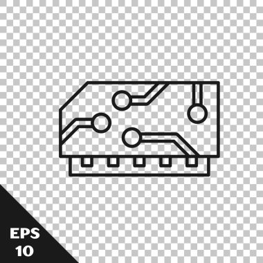 Siyah çizgi Ram, şeffaf arkaplanda izole edilmiş rastgele erişim bellek simgesi. Vektör İllüstrasyonu
