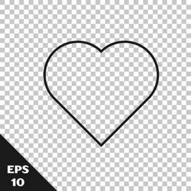 Şeffaf arkaplanda kalp sembolü simgesi olan siyah çizgi Oynama kartı. Kumarhane kumarı. Vektör İllüstrasyonu