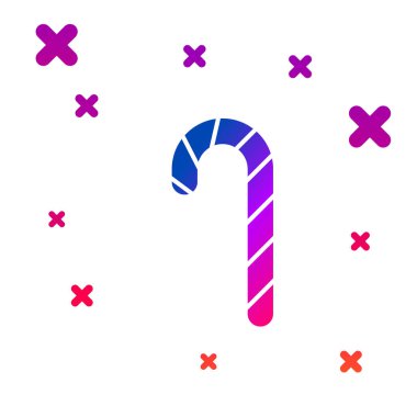 Beyaz arka planda izole edilmiş çizgili renkli Noel şekerleme çubuğu. Mutlu Noeller ve mutlu yıllar. Kademeli rastgele dinamik şekiller. Vektör İllüstrasyonu