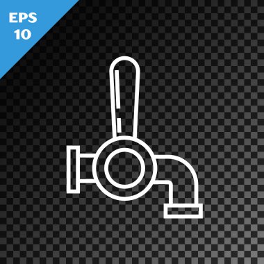 Beyaz çizgi bira tıkırtısı simgesi şeffaf koyu arkaplanda izole edildi. Vektör İllüstrasyonu