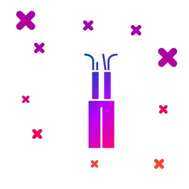 Beyaz arkaplanda izole edilmiş renkli elektrik kablo simgesi. Kademeli rastgele dinamik şekiller. Vektör İllüstrasyonu