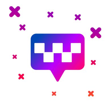 Color Map pointer with taxi icon isolated on white background. Location symbol. Gradient random dynamic shapes. Vector Illustration